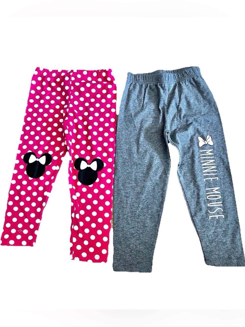 Adorable Pink Minnie Mouse pink polka dots and grey leggings bundle